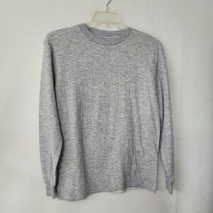 Vintage Allen A Medalist Shirt Mens XL Grey Double Knit Long Sleeve Thermal Base